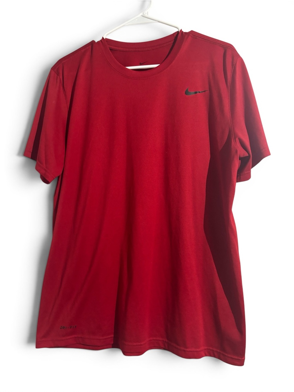Nike Red Short-Sleeve Athletic Tee with Black Swoosh